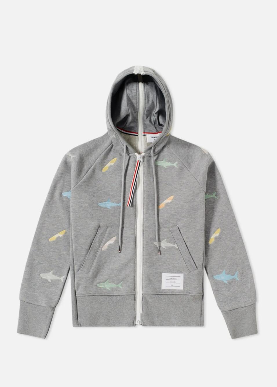 Thom Browne Shark & Surfboard Embroidery Zip Hoodie